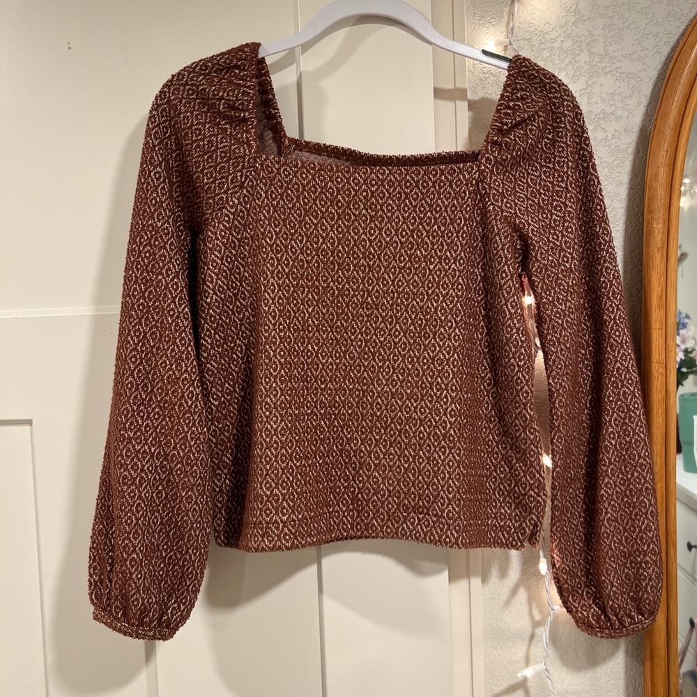 Brown Patterned Women's Top